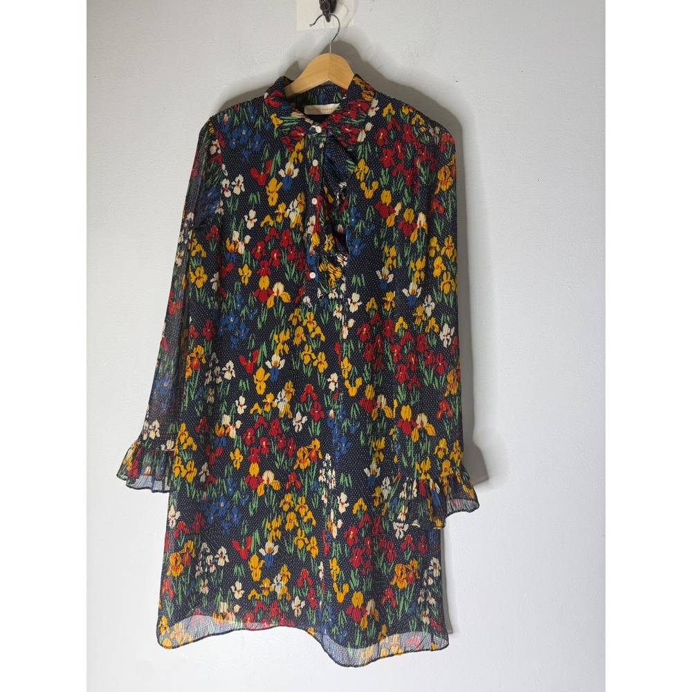 Tory Burch Livia Iris Garden Long Sleeve Ruffle Dress Women's Size 4